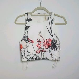State of Being Off White floral printed crop top